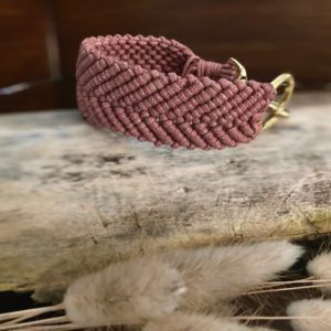 EM Keramik Hundehalsband Makramee "Sunshine" Waxed Makramee