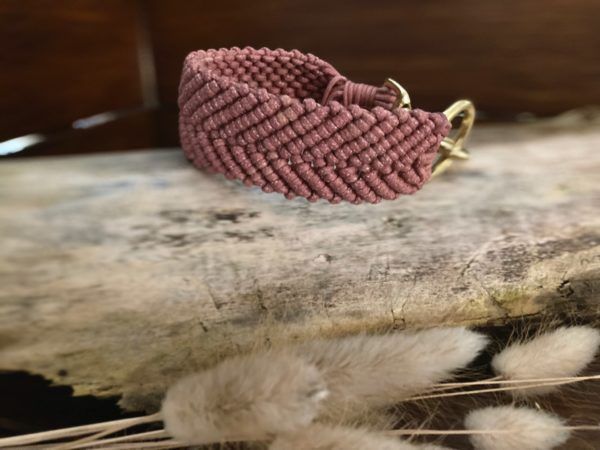 EM Keramik Hundehalsband Makramee "Sunshine" Waxed Makramee