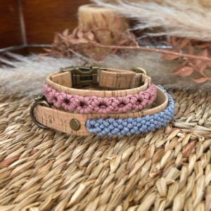 Vegan Makramee Makani Halsbänder in terracotta diamant und eukalyptus fischgräte