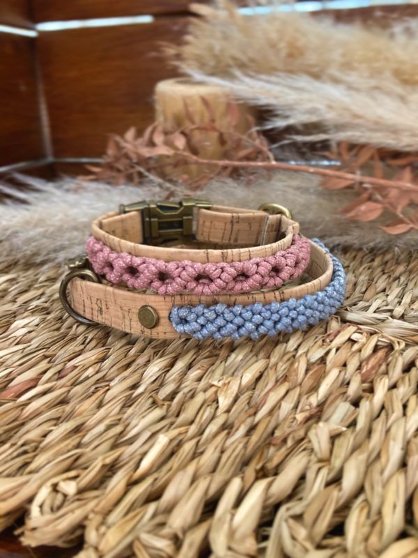 Vegan Makramee Makani Halsbänder in terracotta diamant und eukalyptus fischgräte