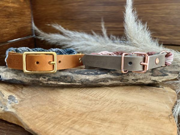 Cognacleder gold (links) diftwood rosegold (rechts)
