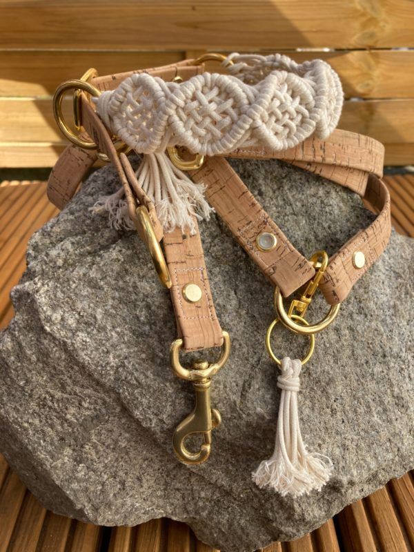 Vegan Hippie Set in Diamant gekreuzt naturweiß und gold