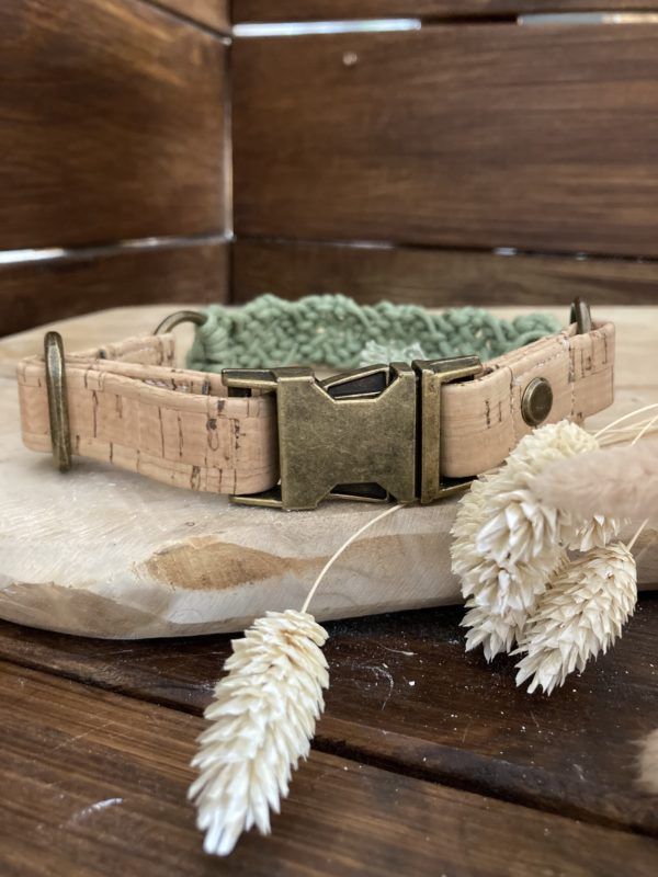 "Vegan Boho" Hundehalsband in Diamant gekreuzt (lindgrün)